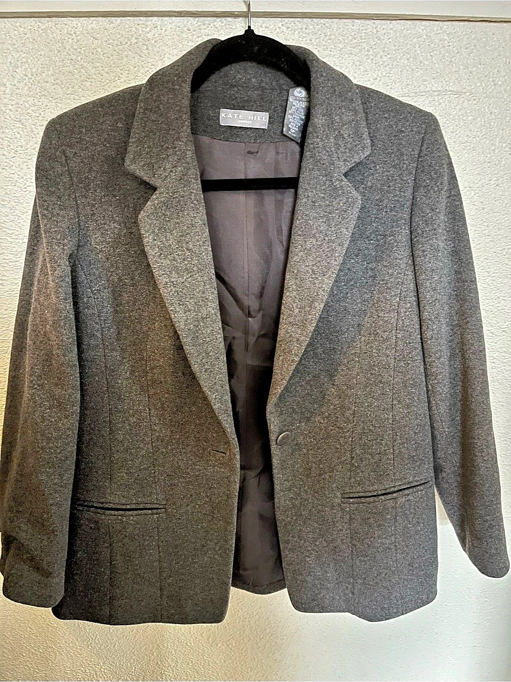 Kate Hill Gray Wool Blend Blazer Size Small Like New